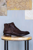 Lemargo Shoes Uomo Stivaletto dirk in pelle intrecciata e anticata a mano color Testa di Moro