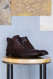 Lemargo Shoes Uomo Stivaletto dirk in pelle intrecciata e anticata a mano color Testa di Moro