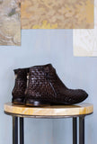 Lemargo Shoes Uomo Stivaletto dirk in pelle intrecciata e anticata a mano color Testa di Moro