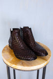 Lemargo Shoes Uomo Stivaletto dirk in pelle intrecciata e anticata a mano color Testa di Moro