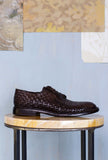 Lemargo Shoes Uomo Scarpa Derby dirk in pelle intrecciata e anticata a mano color Testa di Moro