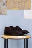 Lemargo Shoes Uomo Scarpa Derby dirk in pelle intrecciata e anticata a mano color Testa di Moro