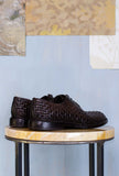 Lemargo Shoes Uomo Scarpa Derby dirk in pelle intrecciata e anticata a mano color Testa di Moro