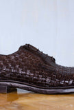 Lemargo Shoes Uomo Scarpa Derby dirk in pelle intrecciata e anticata a mano color Testa di Moro