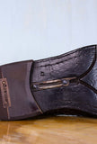 Lemargo Shoes Uomo Scarpa Derby dirk in pelle intrecciata e anticata a mano color Testa di Moro