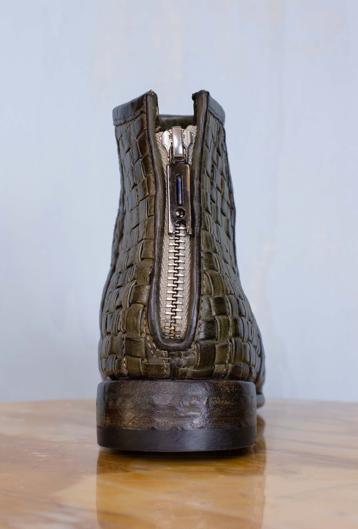 Lemargo shoes Donna Stivaletto Fujiko 025 pelle intrecciata ed anticata a mano Olive