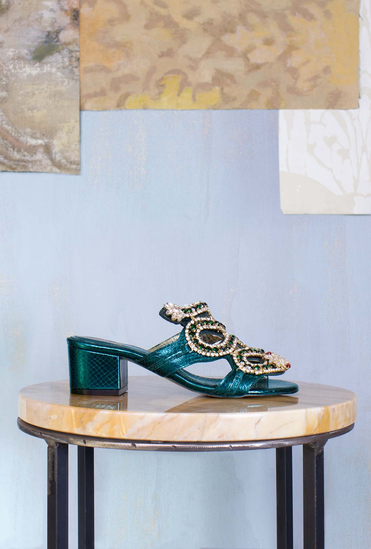 Sandalo Gioiello Cleo Snake di Rise Shoes color smeraldo