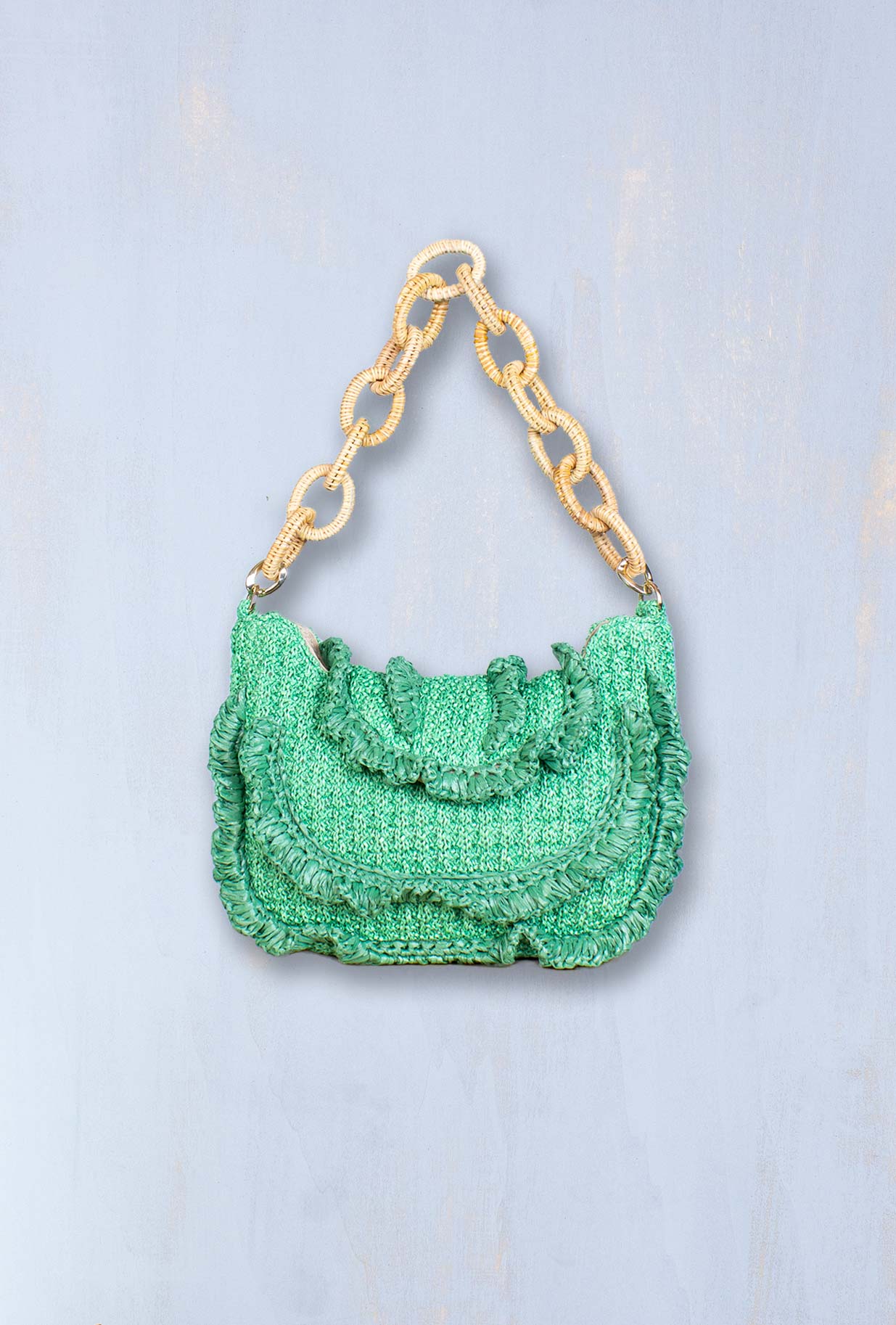 Borsa Merida crochet di Via Mail Bag color smeraldo PE23